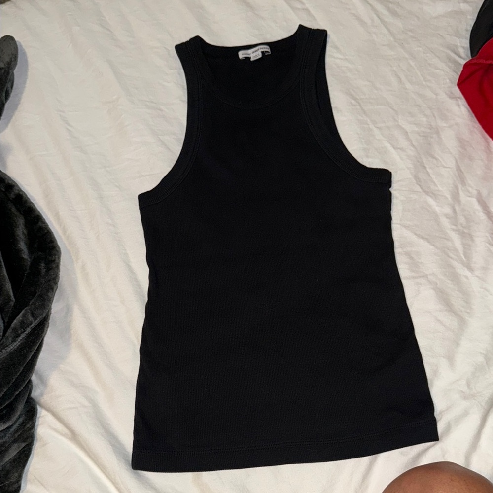 James Perse Black Ribbed Tank Top